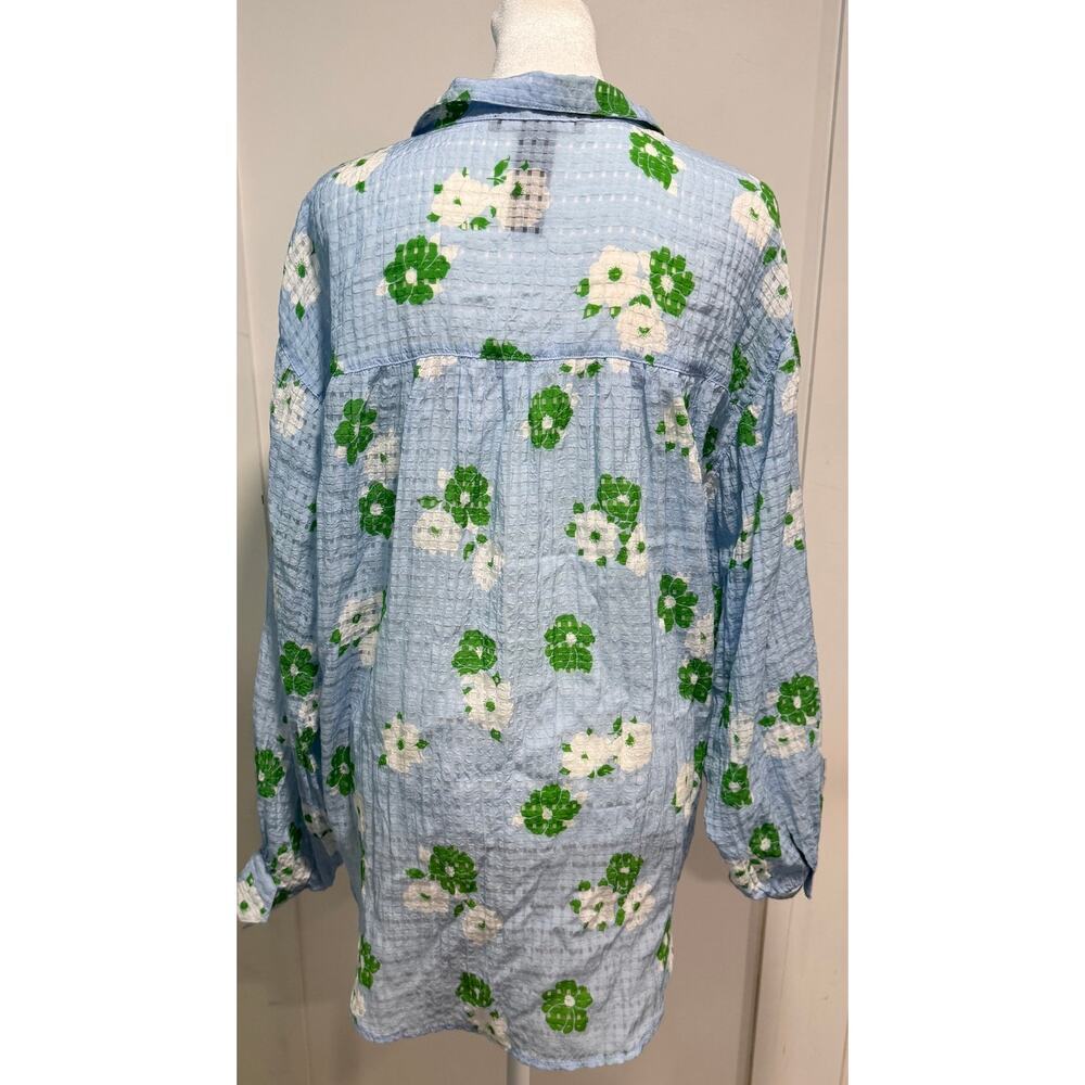 SMYTHE Sheer Button Down Floral Feminine Blouse Oversized Size S - Picture 4 of 7